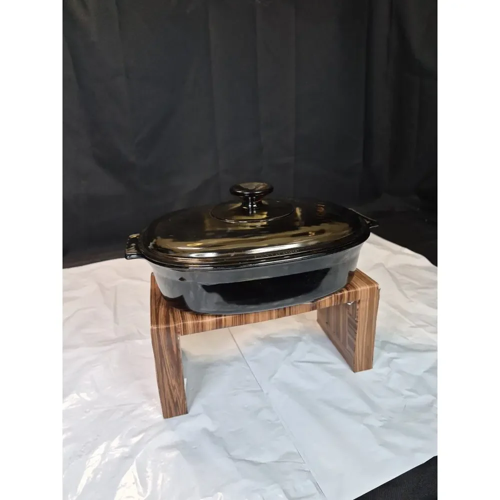 Vintage Pyrex Smokey Gray Amber Black 2 QT Oval Baking Dish 702, & Lid Baking
